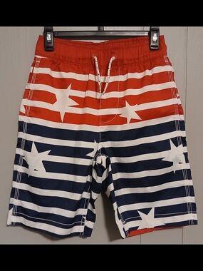 Gap Boys Small Red Blue Star Swim Shorts